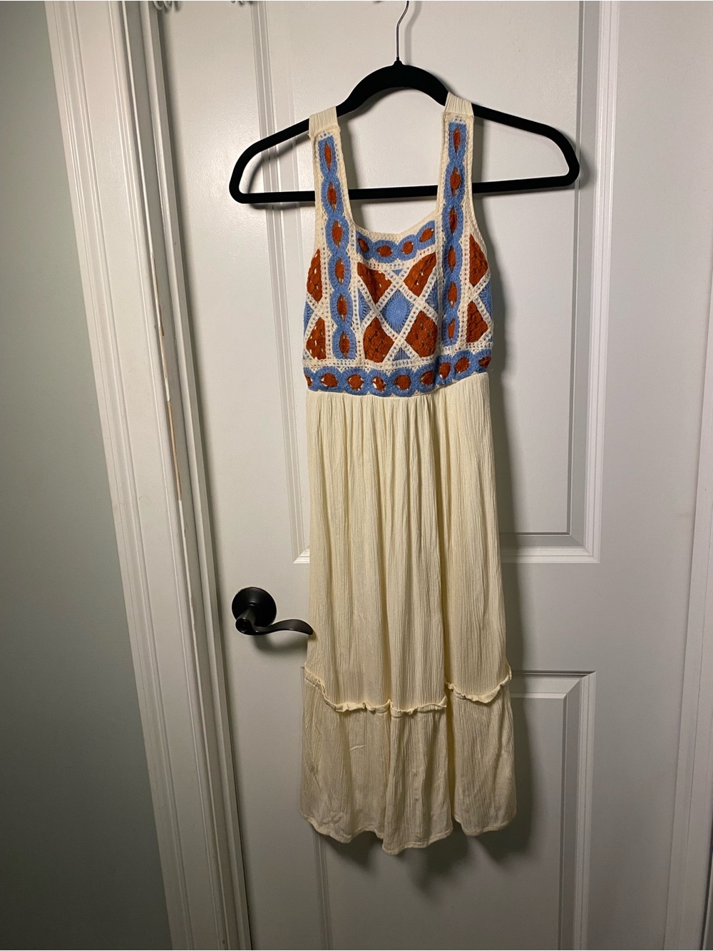 Love Squared Girls Cream Crochet Bodice Maxi Dress